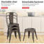 Ensemble de 4 chaises de salle à manger en métal | Bronze | Chaises d'appoint empilables avec dossier Tolix | Résistant aux égratignures | Pieds antidérapants | Utilisation intérieure / extérieure | Capacité de 330 lb | Idéal pour la cuisine et le restaurant-124340781