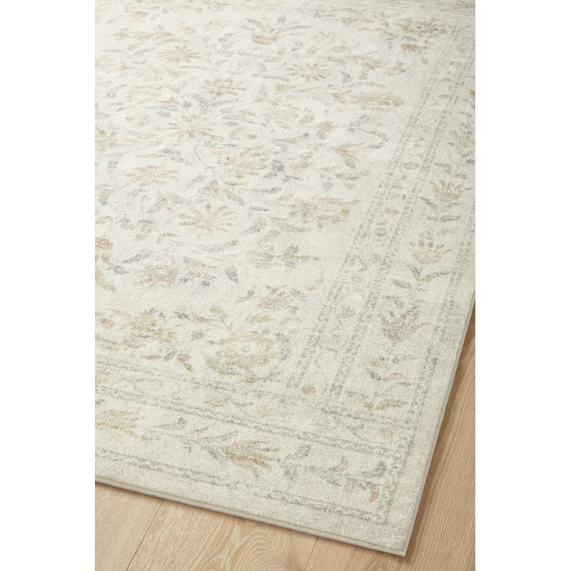 Courtyard Yellow and Multicolor Floral Synthetic Area Rug