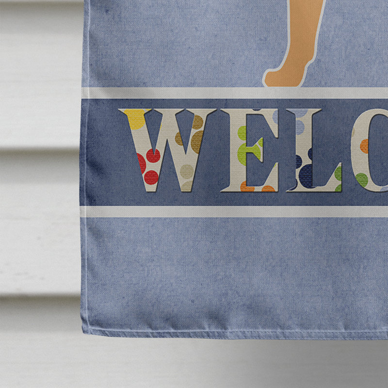 Polyester 2 côtés 40 x 28 po welcome drapeau maison, Dogue de Bordeaux blond debout