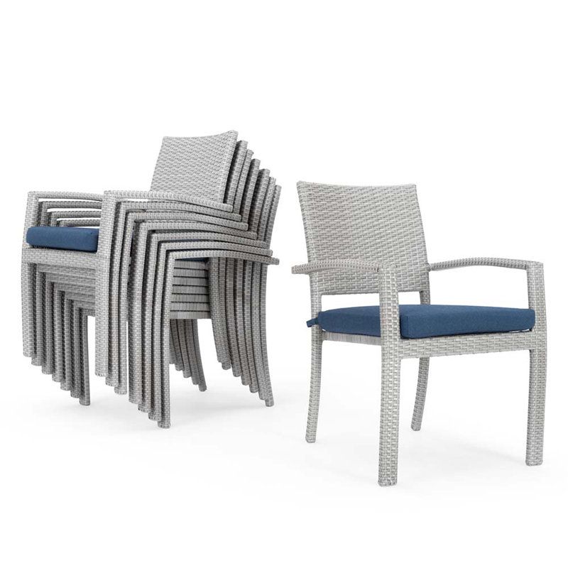 Winnie Stacking Patio Dining Armchair with Cushion, Spectrum Indigo Sunbrella®