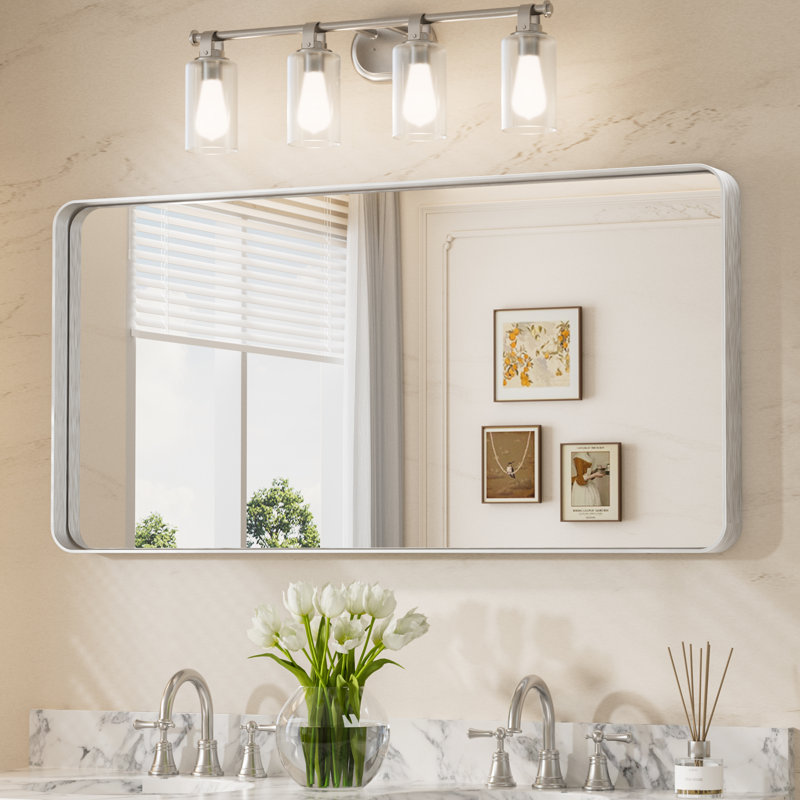 Miroir d'appoint Tyro, Argent, 48 po x 24 po, Rectangulaire