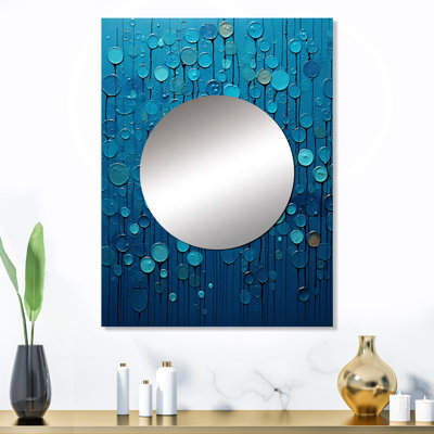 «Georgy Abstract Rainy Blue Collage», miroir mural décoratif formes abstraites, miroir bleu, impression sur métal