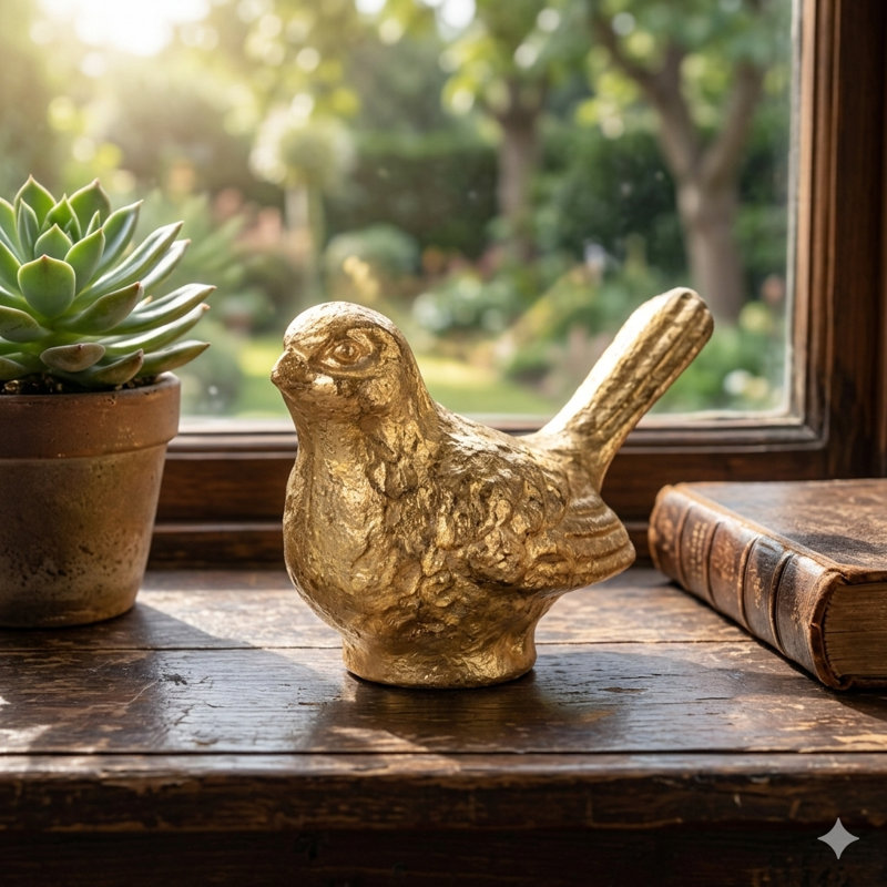 Verdor Golden Swallow Bird Cast Iron Decor
