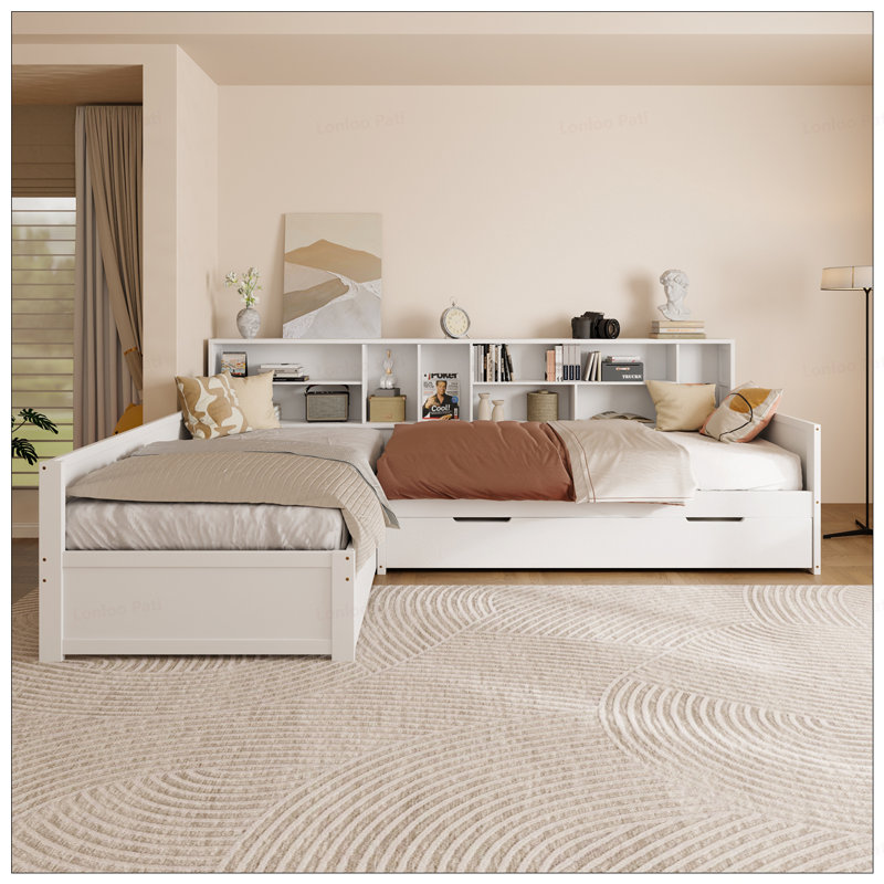 Twin L-Shaped Daybed Frame, White