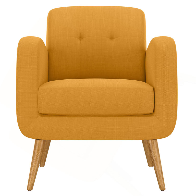 Chaise d'appoint Ashby en lin jaune avec pieds en bois massif naturel