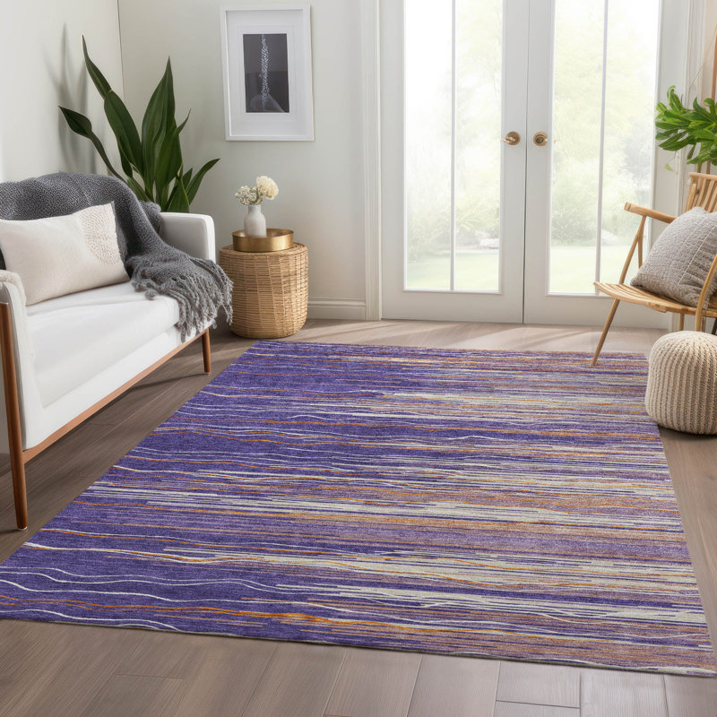 Tapis à rayures Lyndhurst AMF996 lavable à la machine de qualité supérieure, Rectangulaire 3 pi x 5 pi