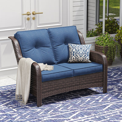 Outdoor Rattan Patio Sofa by Ebern Designs