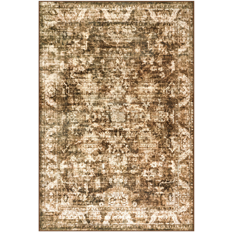 Straub Washable Rug Big Vintage Rug Traditional Mat Distressed Indoor Foldable Thin Rug Retro Accent Rug Floral Print Rug Non Slip Carpet Living Room Dining Room Office