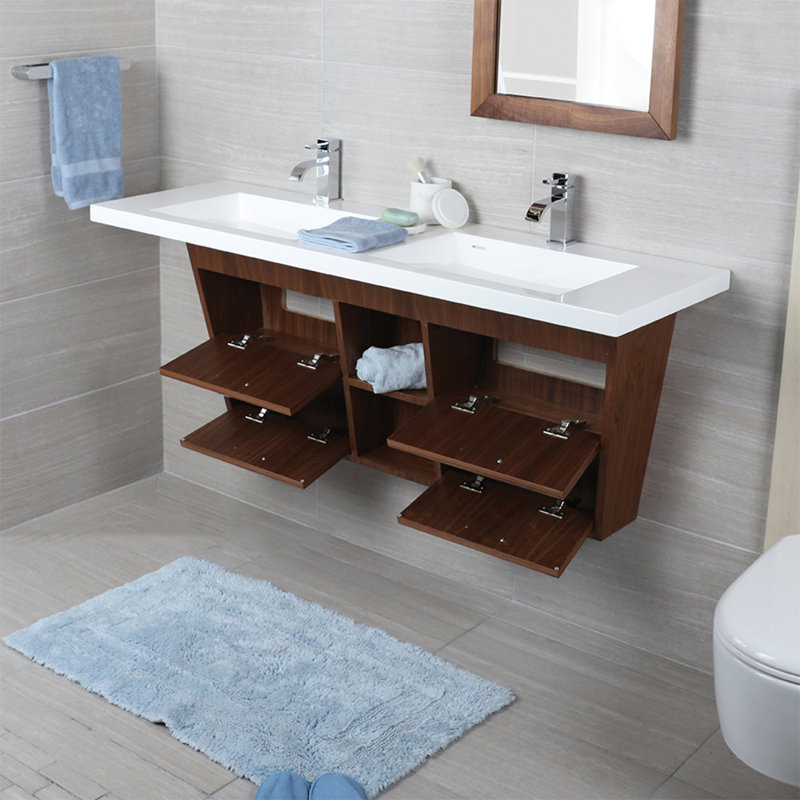 Libera 47.75'' W Wall Mounted Double Bathroom Vanity Base, Horizon Blue