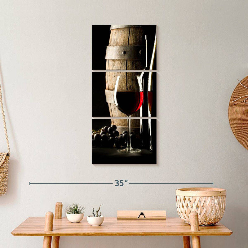 Cabernet vin sur toile, ensemble de 3 pièces, H 12 po x l 27 po x P 1 po