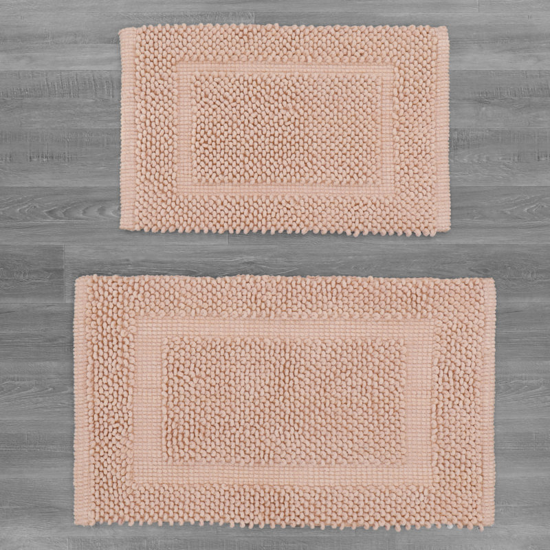 Payten Classic Cotton Bath Mat, Dusty Rose, Set of 2 - 17" W x 24"L / 20"W x 32"L