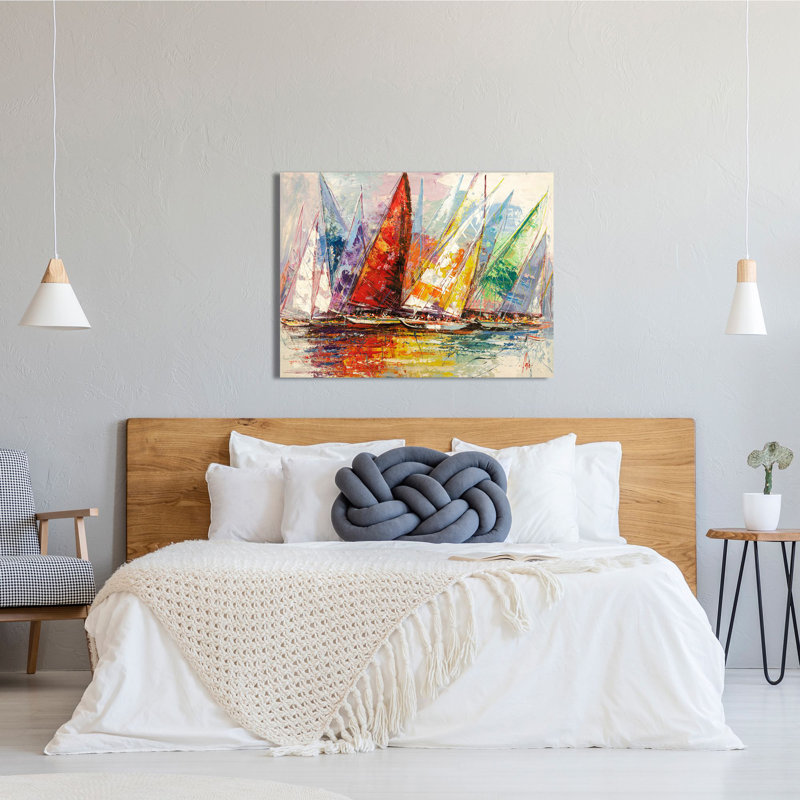 Kaleidoscope Of Sailboats by Luigi Florio - Wrapped Canvas Painting, 70cm H x 100cm W x 4cm D