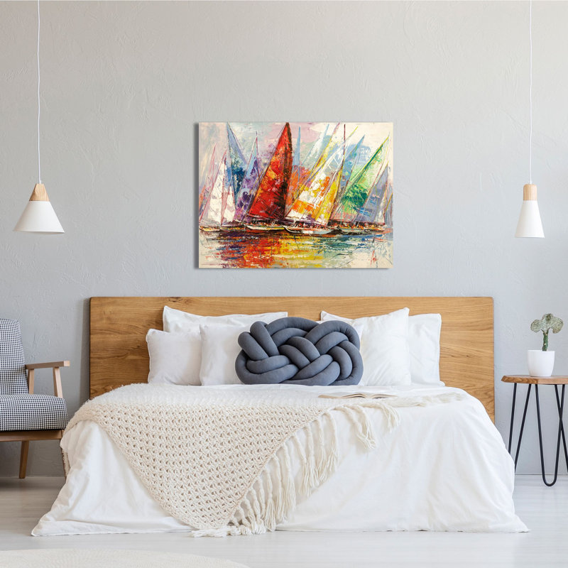Kaleidoscope of Sailboats 1 Piece Wrapped Canvas Painting, 70cm H x 100cm W x 4cm D