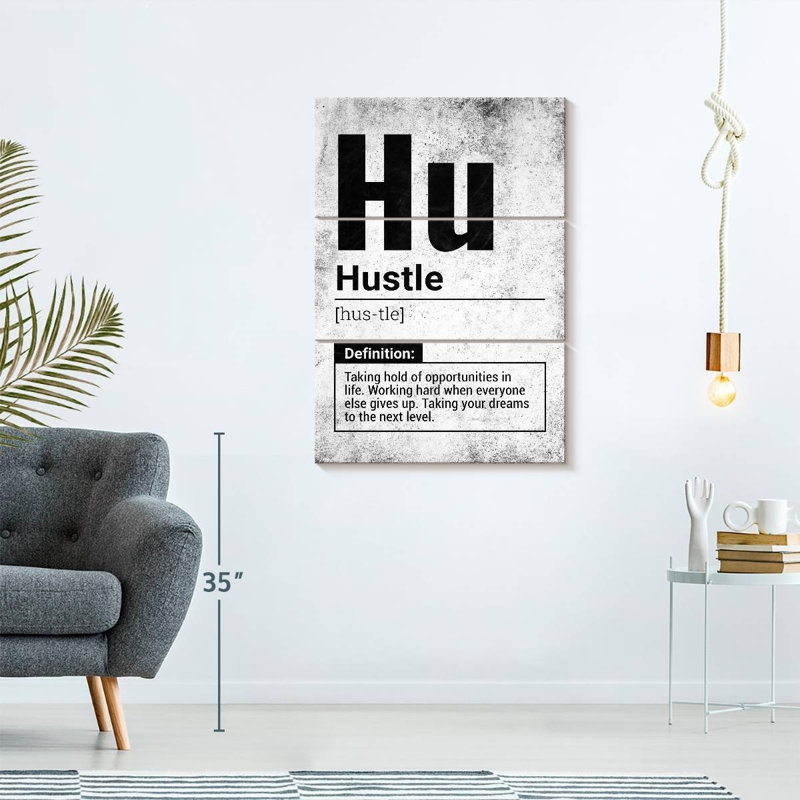 " Hustle Definition Grunge Multi Piece Canvas Print " 3 - Pieces, 57" H x 36" W x 1.25" D