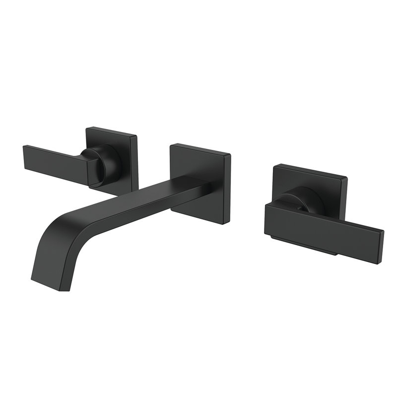 Robinet de salle de bain mural avec ensemble de drain lura, Noir mat