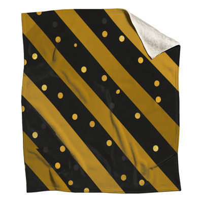 Gold Stripes Fleece Throw Blanket - Pattern Throws for Sofas or Beds
