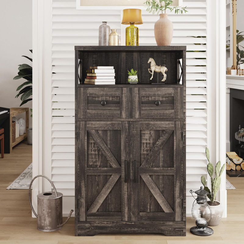 Armoire de rangement au sol, Chêne rustique foncé
