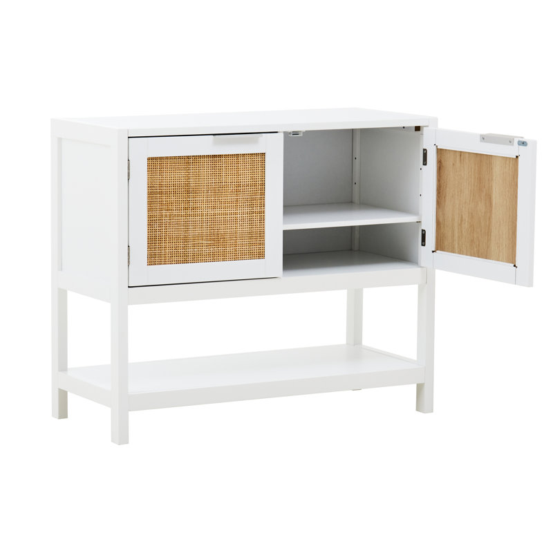 Achaius 2 - Door Rectangle Accent Cabinet, Silver, White