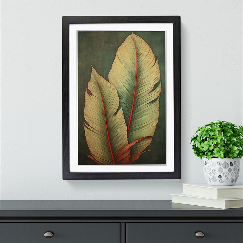 Palm Leaf Classicism 1 Piece Single Picture Frame Wall Art, 64cm H x 46cm W x 2cm D, Black