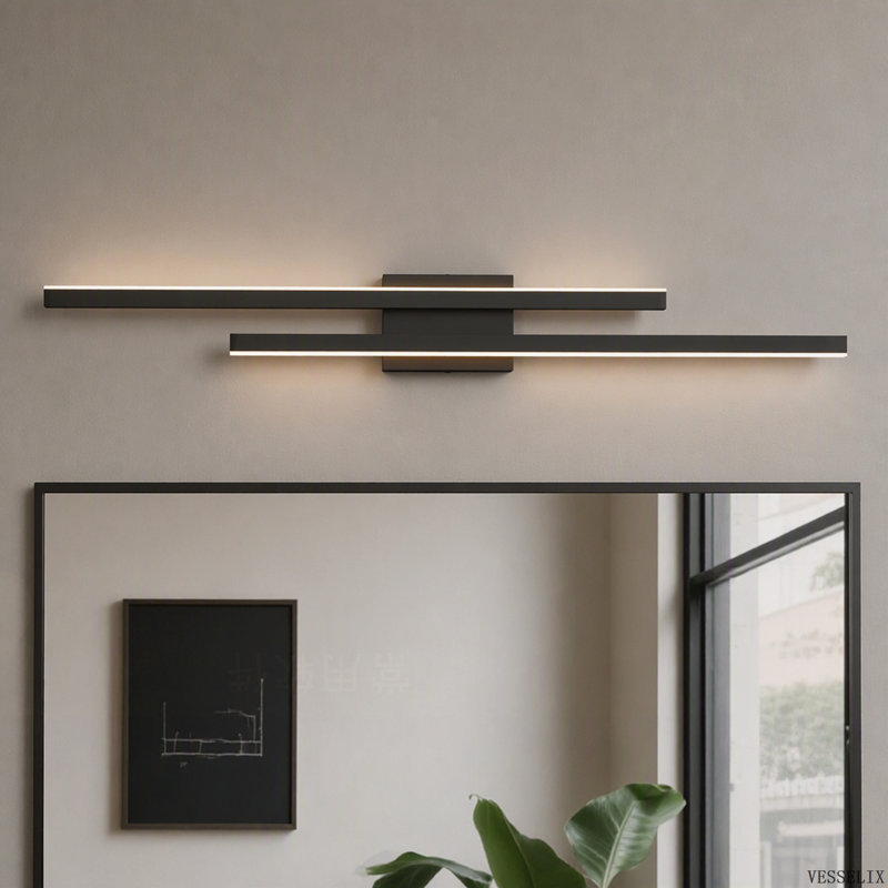 Éclairage pour salle de bain 2 lumières à DEL à intensité variable de 36 po, fer forgé noir mat, 3CCT 3000K / 4000K / 5000K
