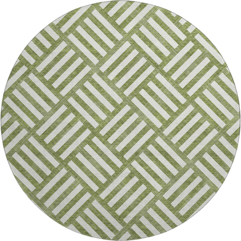 Premium Machine Washable Cerrito Olive Rug, Round 8'