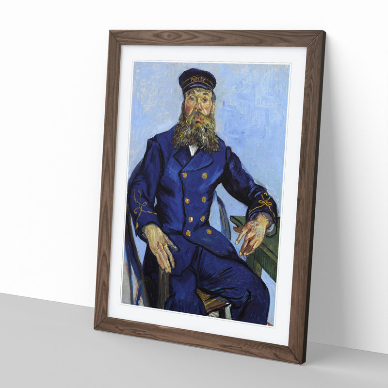 The Postman Joseph Roulin by Vincent Van Gogh - Picture Frame Painting on MDF, 48cm H x 36cm W x 2cm D, Walnut Framed