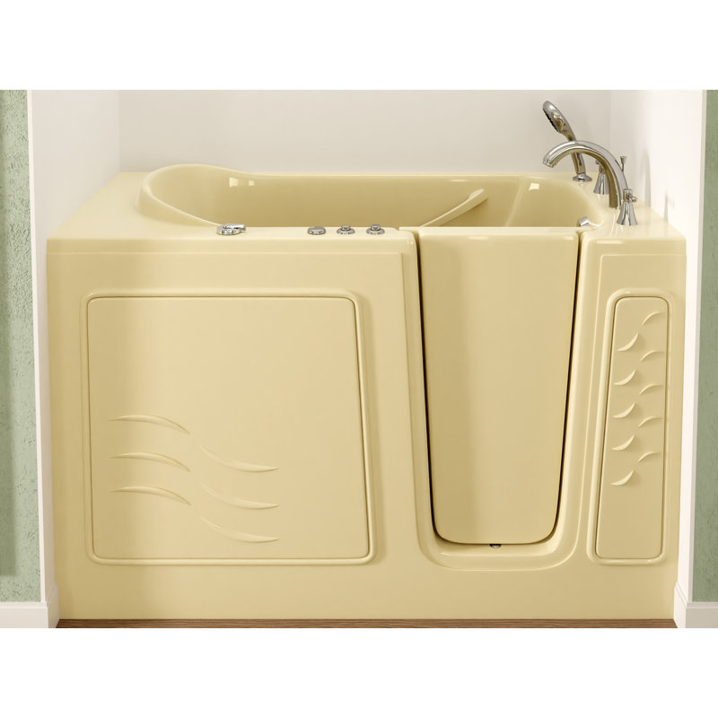 Therapeutic Tubs 30 in. x 60 in. Right Drain Quick Fill Walk-In Whirlpool Tub with Powered Fast Drain in Biscuit, Right