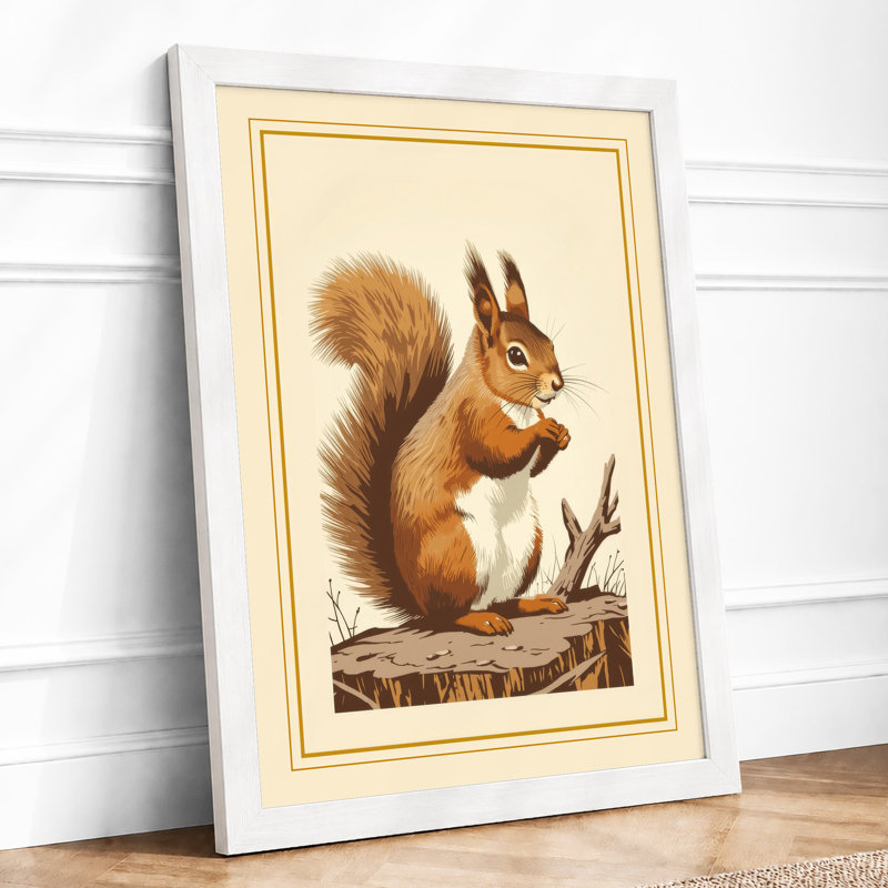 Red Squirrel Portrait Boho - Print, A1 - 84.1 x 59.4 cm, White