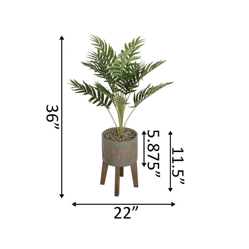 36'' Faux Palm Tree in Cement Planter