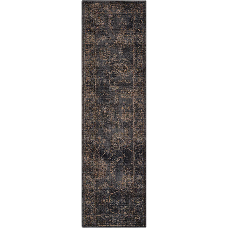 Tapis traditionnel gris Tonita, Tapis de couloir 2 pi 3 po x 11 pi