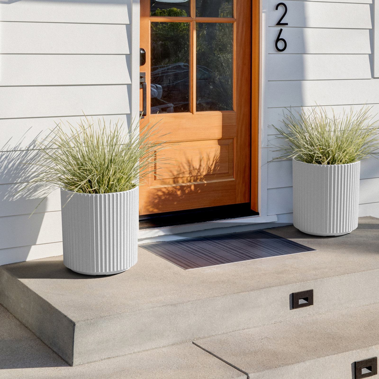 Demi Series 19" Pot Planter, 2, White, 19.75" H x 18.5" W x 18.5" D