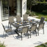 Table de salle à manger rectangulaire en acier thermolaqué 78ʺ x 35ʺ avec 8 chaises en fer galvanisé