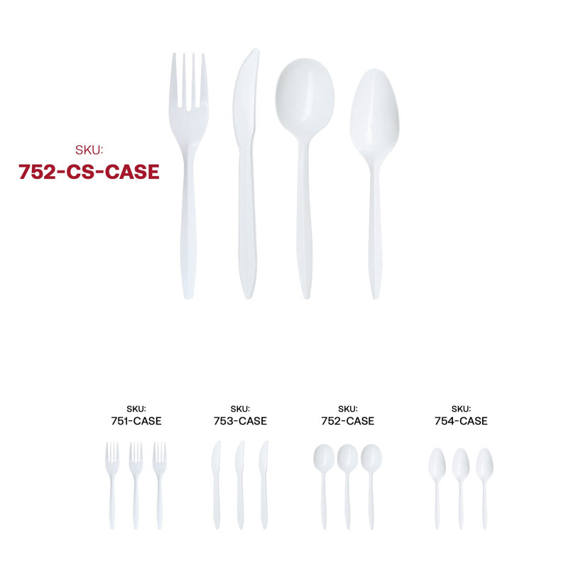 Ensemble de couverts jetables de poids moyen - 1000 couverts