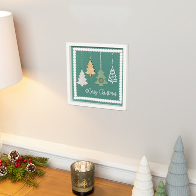 «Merry Christmas Trees», art mural encadré - 9,5 po x 9,5 po