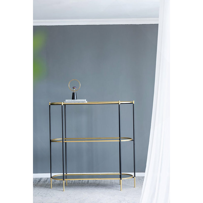 Metal Console Table, Mirrored Shelf