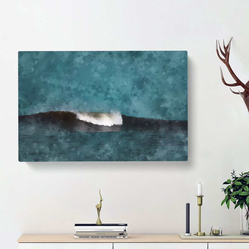 Wave Curl - Wrapped Canvas Painting, 60cm H x 91cm W x 3cm D