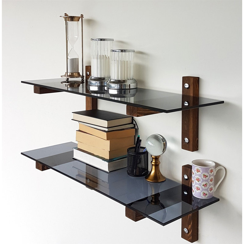 Maraiah 2 Piece Bracket Shelf, Walnut Fume