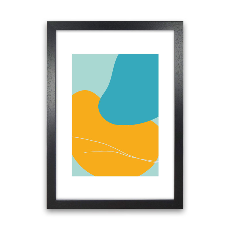 Mita Teal Bold Abstract N20 by Pixy Paper - Print, Black Framed, 29.7cm H x 21cm W x 3cm D