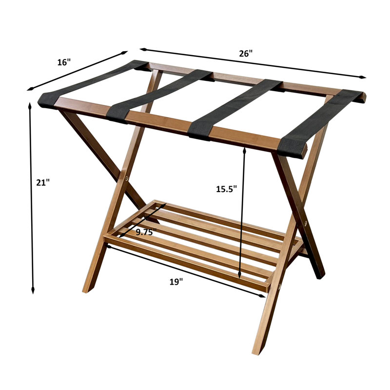 Folding Bamboo Luggage Rack, Caramel