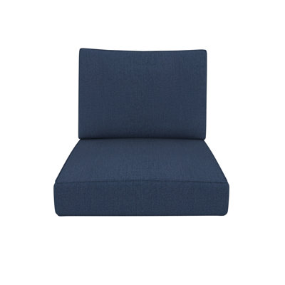 Deep seating lounge chair cushion set in navy blue fabric