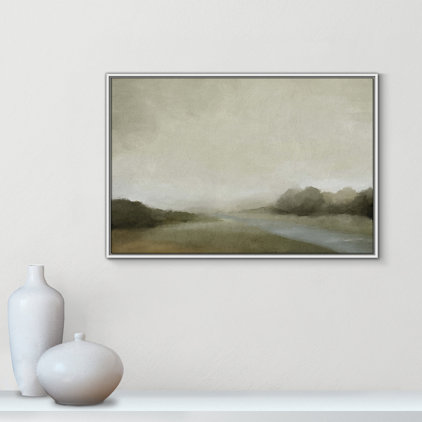 Vanora "Lovers Creek" Painting, 25.5" H x 37.5" W, White