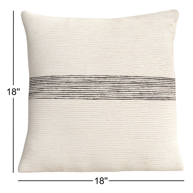 Coussin carré 100% laine Cason, 18 po x 18 po, Housse de coussin seulement - sans coussin