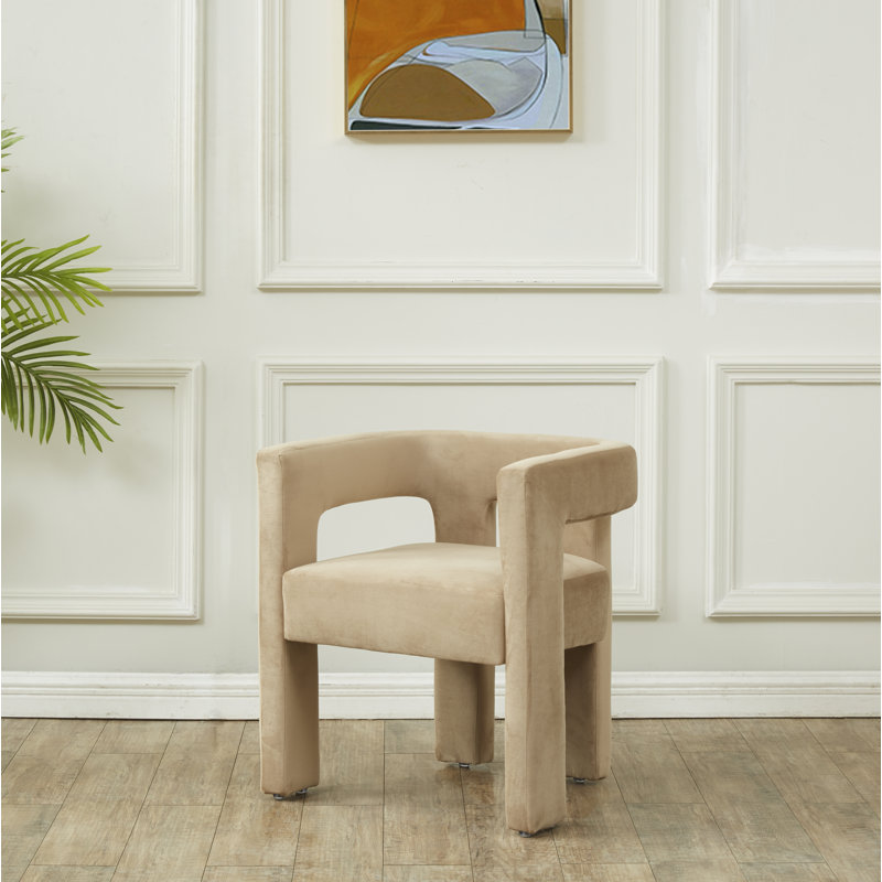 Scott 18.3'' H Leather Upholstered Armchair, Light Brown Velvet