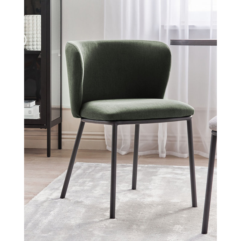 Mina 40cm H Velvet Upholstered Metal Full Back Side Chair, Green