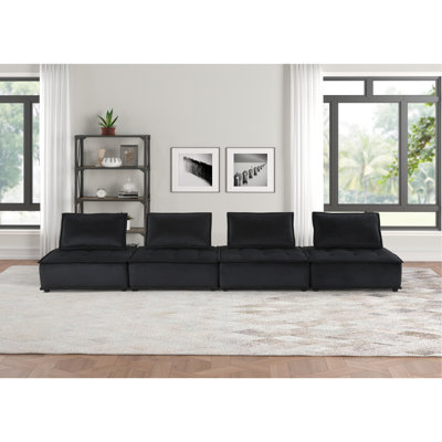 Canapé modulaire en velours noir 160 places 4 places