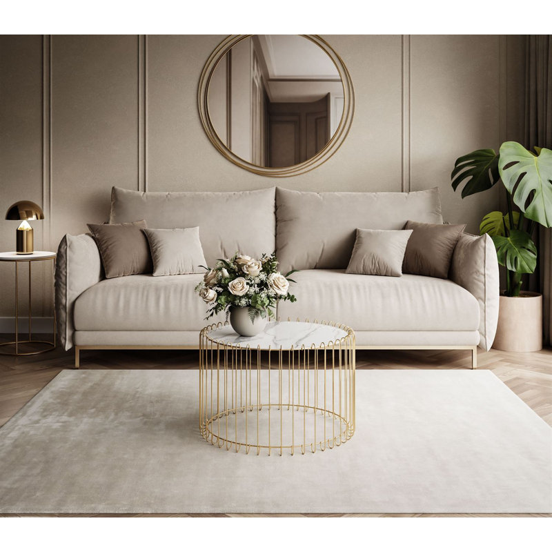 Coffee Table, 39cm H x 60cm W x 60cm D, White/Gold