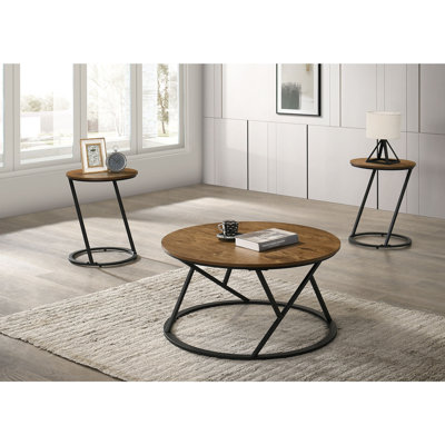 Natural Finish Contemporary 3Pc Table Set