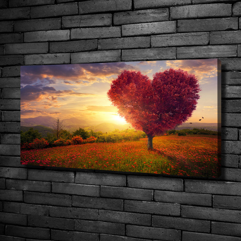Tree Field Heart 1 Piece Wall Art on Canvas