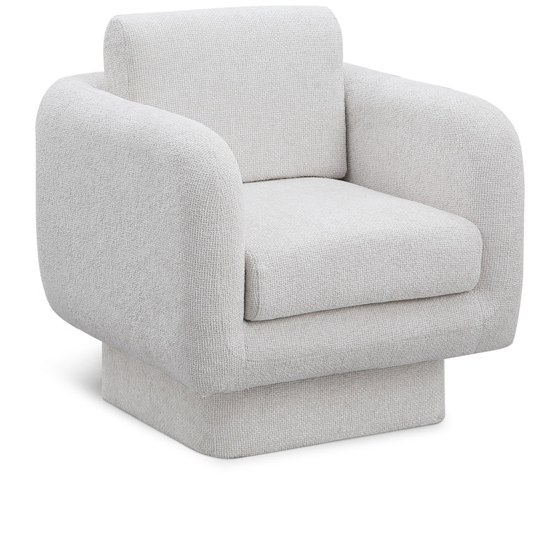 Alessandra Chenille Fabric Swivel Accent Chair, Cream Chenille Fabric