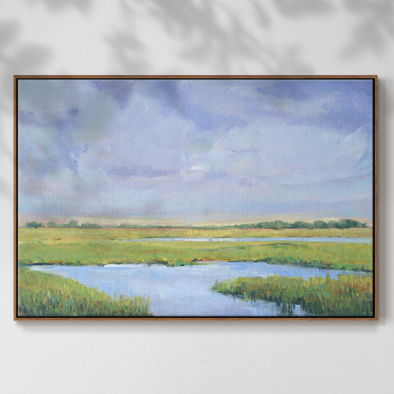 " Summer Marsh I ", 27" H x 41" W x 2" D, Walnut